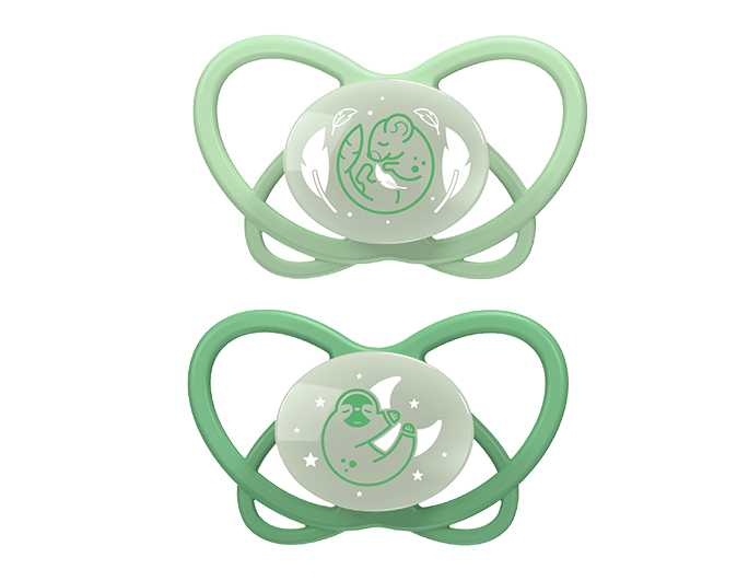 nip® Sucette phosphorescente My Butterfly Night Green taille 1 0-6 mois  silicone bleu lot de 2
